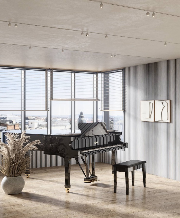 кустическая панель, черный войлок, 2750х600х19мм, рейки МДФ дуб Старинный светло-серый